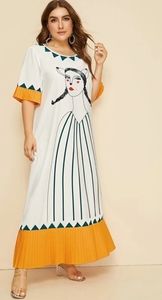 White Casual Colorblock Tunic dress - 0xl